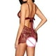 thumbnail image 3 of Falda de noche sexy Falda de fibra elástica con cuello en V Traje de vestir sexy y encantador, M, Rojo vino Monstrate XX000129-10, 3 of 7