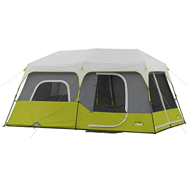 Tienda de Acampar Core TDAC57322734 para 9 Personas Armado Instantáneo con Bolsa de Transporte y Estacas 4 m Largo x 2 m Ancho x 2 m Alto Gris/Verde Core TDAC57322734