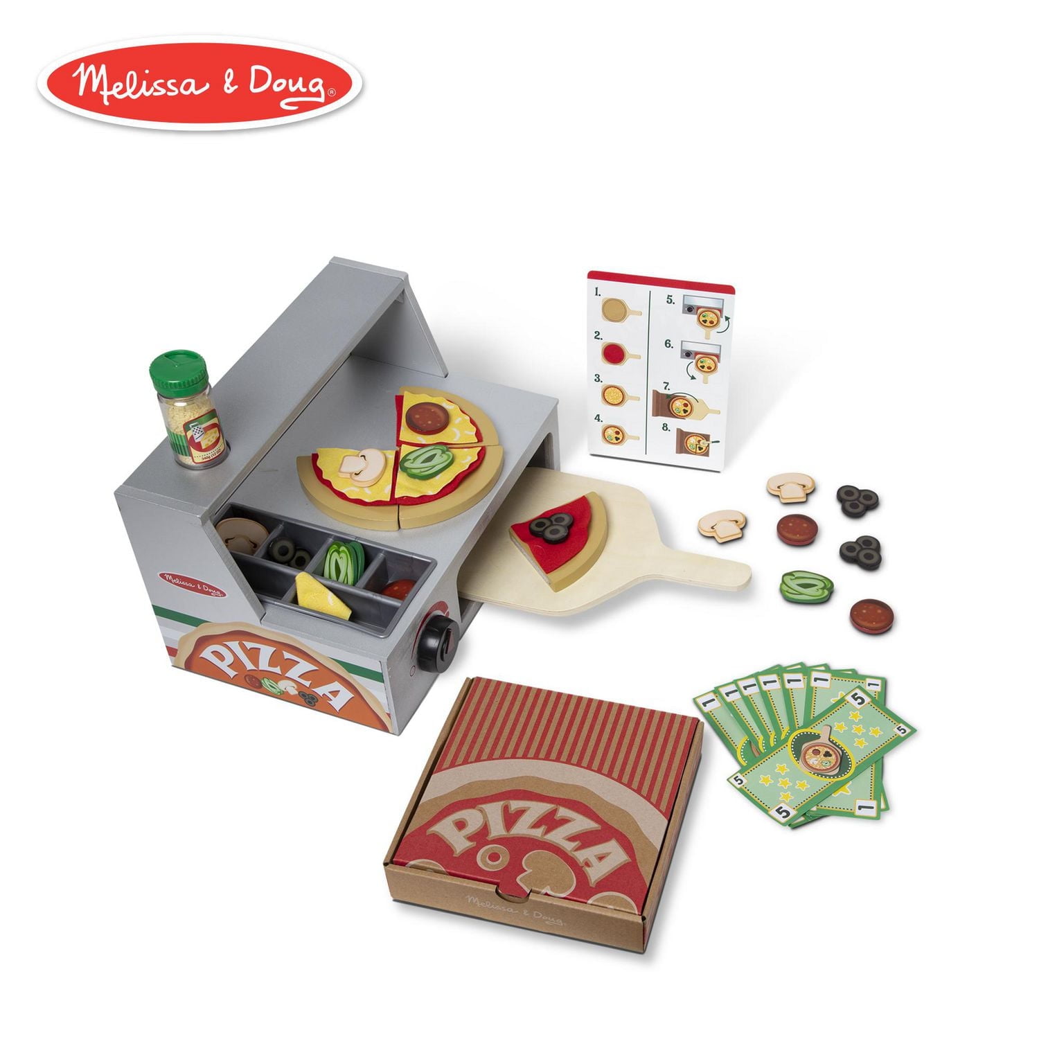 Melissa & Doug Top & Bake Wooden Pizza Counter Play set (34 pcs)