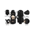 thumbnail image 4 of BLISSFUL STEP Floral Platform Heel Lace Mesh Chunky Heel Sandals for Women Black (Size 6), 4 of 7