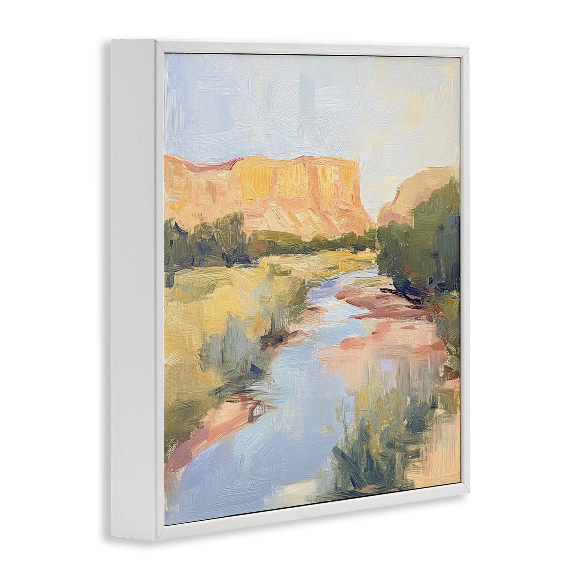 Stupell Industries Painted Plateau River Reflection White Framed Giclee Art, design by Petal Prints Design