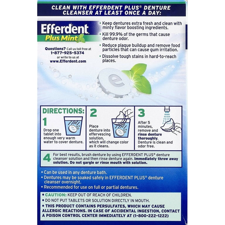 Efferdent Plus Mint Antibacterial Denture Cleanser Tablets, 90 Count photo 3
