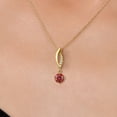 thumbnail image 3 of Gem Stone King 14K Yellow Gold Red Moissanite and Lab Grown Diamond Pendant Necklace for Women | 1.03 Cttw | Gemstone Birthstone | Round 6.5MM | With 18 inch Chain, 3 of 7