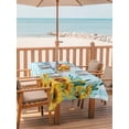 thumbnail image 2 of Outdoor Tablecloth with Umbrella Hole for Patio/Picnic/Party/Camping, Sunflower Waterproof Table Cloth Rectangle Table Cover Washable, Summer Botanical Yellow Floral Blue Striped (52"x 70"), 2 of 8
