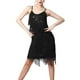 thumbnail image 2 of Vestido de mujer con borlas de lentejuelas y cuello en V para Samba, fiesta, Cha Cha Negro, 2 of 6