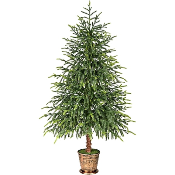 Lyacmy 4ft Christmas Tree Potted Faux Norfolk Pine for Outdoor, Artificial Topiary Cedar Trees for Indoor, Fake Cypress Trees Plants
