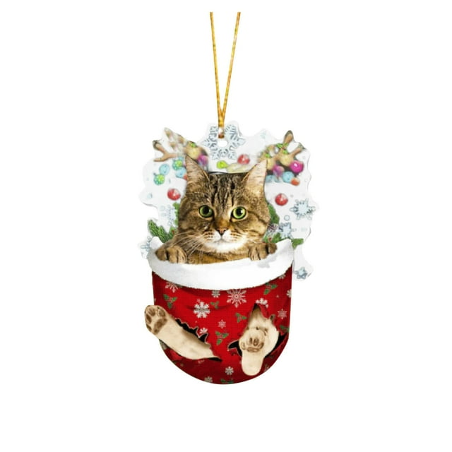 Christmas Decorations Acrylic Stockings for Cats - Tree Hangs Festive Crafts Unique Holiday for Home Decoration