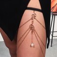thumbnail image 4 of Leg Chain Tassel Leaf Shape Elastic Band Multi Layers Women Thigh Chain for Parties, 4 of 7