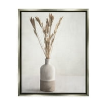 Stupell Industries Neutral Wheat Sprigs Botanical & Floral Painting Gray Floater Framed Canvas Art Print Wall Art, 17 x 21