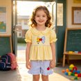 thumbnail image 2 of HAYIMI Girls Summer Short Sleeve Outfit Sets Cute Embroidery Two Piece Tops Shorts Clothes Sets Trendy Clothing Sets, 2 of 9