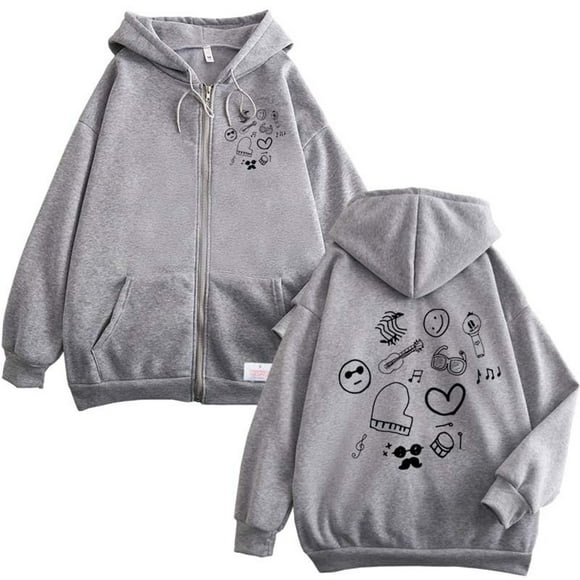 BYHONG Femme Changement De Saison Zip Loose Hoodie Womens Coats Coat for Women Grey XL