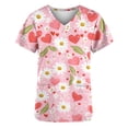 thumbnail image 5 of Xdegoge V-Neck Scrub Tops for Women Heart And Paw Print Graphic Short Sleeve Workwear Casual Tunic With Pockets Soft Stretchy Lightweight Breathable Summer Daily Tops, 5 of 5