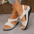 thumbnail image 4 of absuyy Womens Platform Slide Sandals with Adjustable Buckle Strap, Comfort Footbed Casual Open-Toe Sandals, Beige,Size 6.5, 4 of 7