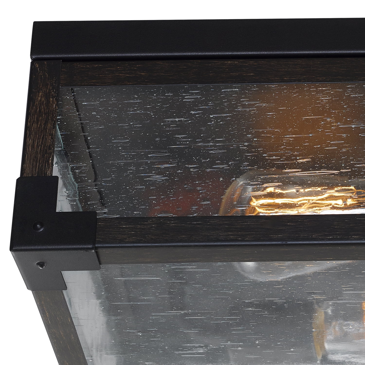 Globe Electric Williamsburg 2-Light Dark Bronze Flush Mount Ceiling Light with Seeded Glass Panes, 65917