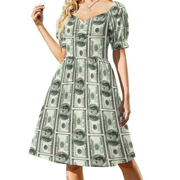 Vestido de manga corta con billete de 100 dólares, vestidos para mujer 2025, vestidos para eventos especiales, vestidos de novia para fiestas, vestidos