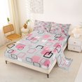 thumbnail image 2 of Castle Fairy Mid Century Floating Square Queen Sheets 4 Pieces,Abstract Hollow Frame Queen Sheet Sets,Pink Gray,1 Flat Sheet, 1 Fitted Sheet and 2 Pillowcases, 2 of 7