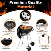 Segmart BBQ Charcoal Grill for Outdoor, 18 Inch Portable Kettle Charcoal Grill with Wheels, Barbecue Oven for Patio, Backyard, Camping, Black