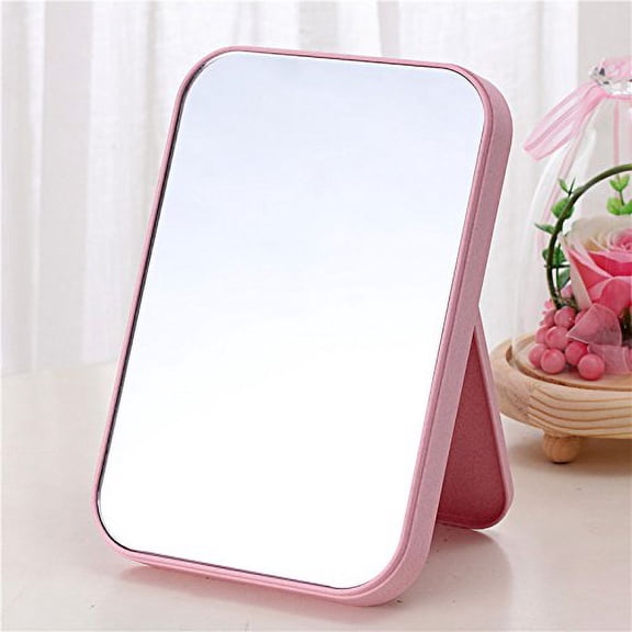 Tabletop Vanity Makeup,Desktop Foldable Makeup Mirror, Coquette Room Decor Mirror(Square Fold, Pink)