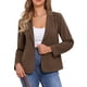 thumbnail image 1 of Blazer de manga larga INSPIRE CHIC para mujeres, chaqueta de traje de oficina vintage con solapa y bolsillo en marrón, 1 of 6