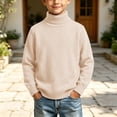 thumbnail image 2 of 1-13Y Kids Turtleneck Sweaters Casual Long Sleeve Knit Pullover for Boys Girls Base Layer Tops Fall Winter Warm Comfy Sweaters, 2 of 4