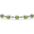 thumbnail image 3 of Gem Stone King 925 Sterling Silver Green Peridot and Lab Grown Diamond Bracelet for Women | 4.90 Cttw | Gemstone August Birthstone | Oval 7X5MM | Fully Adjustable 9 inch, 3 of 6
