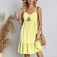 thumbnail image 6 of Summer Dresses For Women 2025 Sevevn Ladies' Summer V-Neck Strap Solid Color Dress Sundresses For Women 2025, 6 of 9