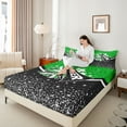 thumbnail image 4 of Manfei Cheerleading Cheer Team 4-Piece Full Size Sheets for Children Kids Teens,Black Green Bed Sheets,Bling Crystal Glitter Lightweight Sheet Sets,Microfiber Bedroom Decor, 4 of 7