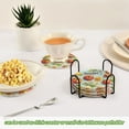 thumbnail image 5 of Yayeee 6 PCS Drink Coasters with Holder Set Woven Absorbent Round Tabletop Hot Pad, Green Tomatoes, 5 of 7