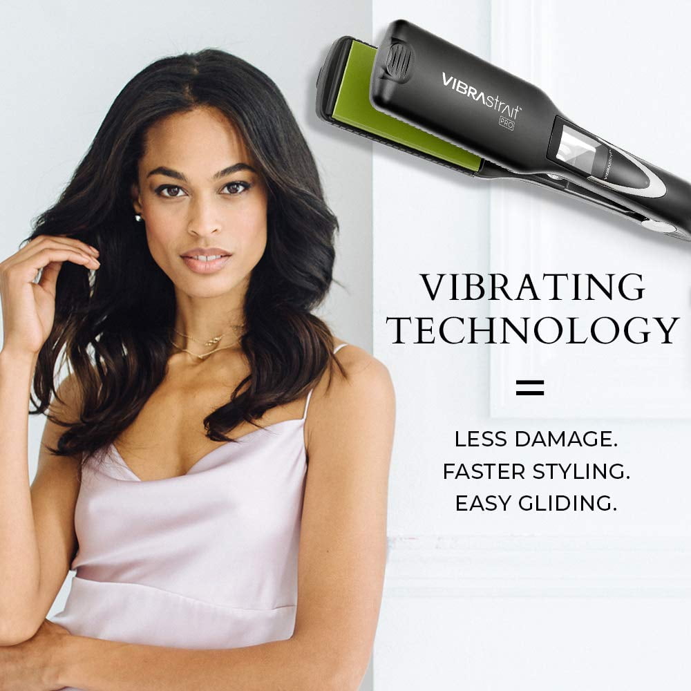 Vibrastrait Pro Vibrating Ceramic Tourmaline Ionic Flat Iron 1.75 inch Fast Frizz Free Ceramic Hair Straightener with Easy Gentle Glide for