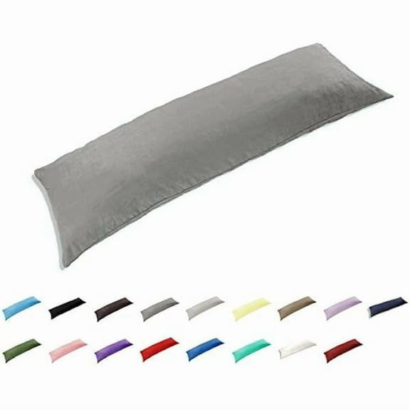 Pillow Cover 100% Cotton 300 Thread Count Body Pillow Cover Pillowcase Pillow Protector Cushion Cover with Zippers Only Cover No Insert (Dark Grey,21"x54")