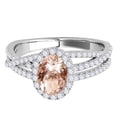 thumbnail image 2 of Mauli Jewels Rings for Women 1.15 Carat Halo Diamond And Oval Shape Morganite Ring 4-prong 10k White Gold, 2 of 7