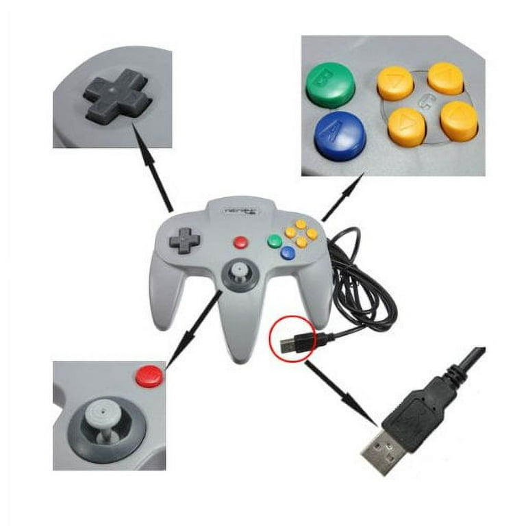 Retrolink N64 Style Classic Controller For PC & MAC USB Gray Color