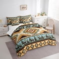 thumbnail image 3 of jejeloiu Retro Aztec Rhombus 7 Pieces Bedding Comforter Set,Rustic Farmhouse Tribal Full Bedding Set,Jungle Animal Deer Fitted Sheet Flat Sheet For Teens,Microfiber Bedroom Decor Reversible, 3 of 8