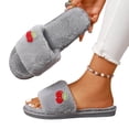 thumbnail image 4 of Taqqpue Open Toe Slipper for Women Women Fashionable Casual Winter Open Toe Home Friendly Soft Cotton Flat Slippers Fuzzy House Slippers Gift for Women, 4 of 8