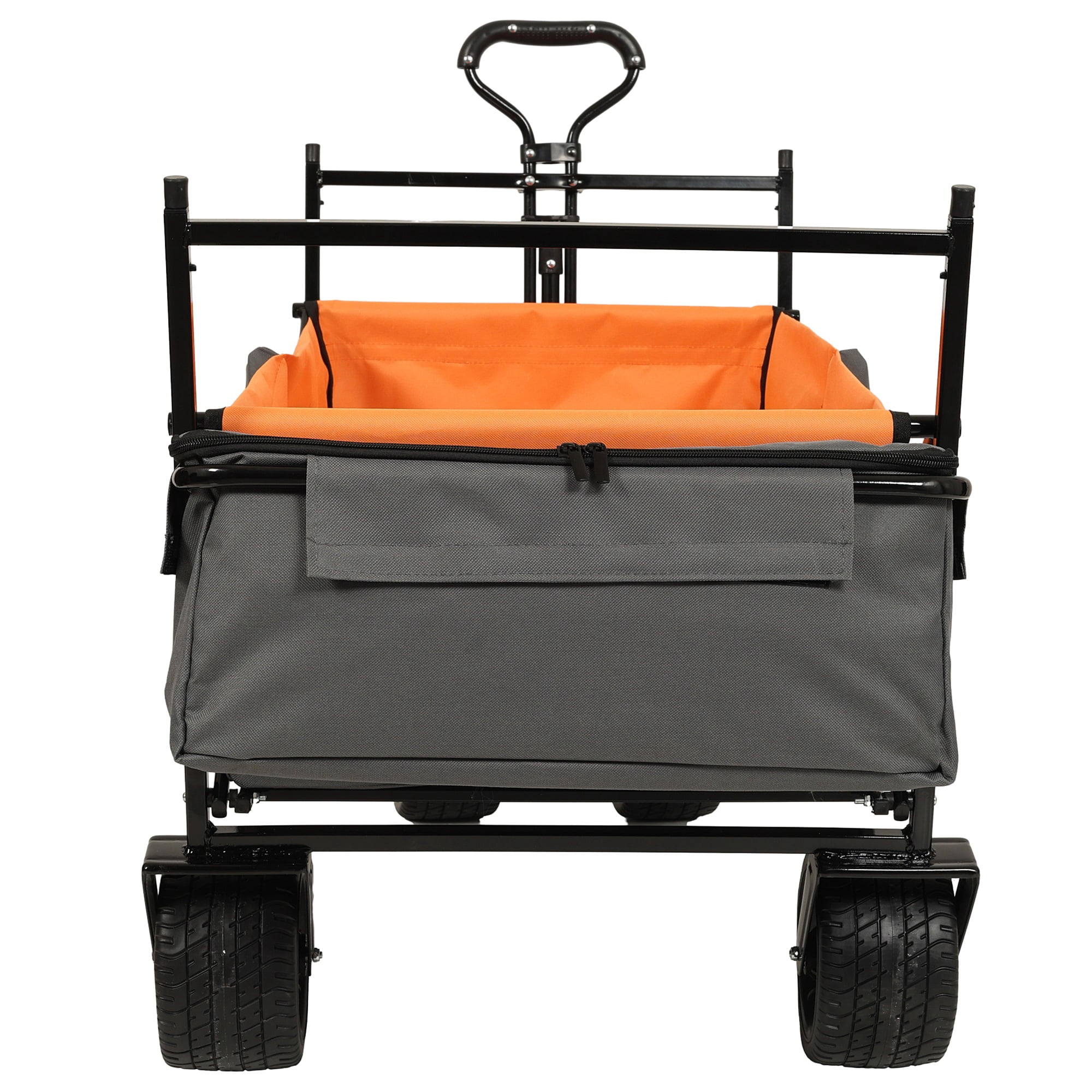 480Lbs Collapsible Wagon With Canopy,Wagon Stroller With 7" All-Terrain Wheels, Lightweight Foldable Wagon, Large Capacity For Camping, Shopping, Sports, And Garden Use,orange With Mosquito Net