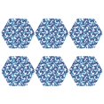 thumbnail image 2 of Fuzoiu Blue Butterflies Print Leather Coasters Set,Drink Coasters Set of 6,for Tabletop Protection, Durable PVC Coasters,Home Décor and Housewarming Gift,Hexagon, 2 of 7