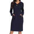 thumbnail image 2 of Vestido de manga larga con capucha y bolsillos para mujer, corte ajustado, estilo informal, 2 of 5