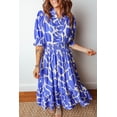 thumbnail image 6 of Women's Sky Blue Abstract Print Puff Sleeve Maxi Dress – Casual A-Line Style for Summer, XL, 6 of 7