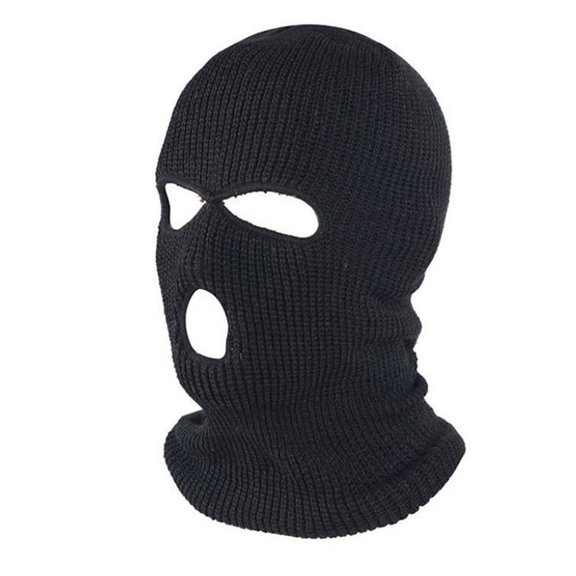 Full Face Cover Hat 3 Holes Windproof Knit Beanies Winter Warm Unisex Black