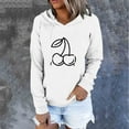 thumbnail image 2 of Jinhomg Casual Athletic Sweatshirts for Women Long Sleeve Cute Cherry Print Pullover Tops Lightweight Cozy Drawstring Hooded Sweatshirt with Pocket 90 off Clearance Sale White M, 2 of 5