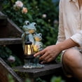 thumbnail image 4 of Aonerit 6.5X4.5In Solar Frog Statue, Resin Animal Figurine Light, Outdoor Garden Patio Decor, Auto On Led, Cute Lawn Ornament, 4 of 6