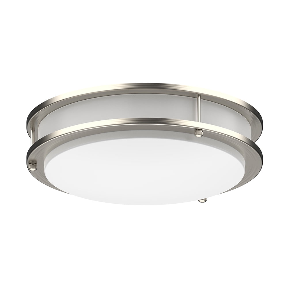 DYMOND 12" LED Ceiling Light Flush Mount Adjustable Color Temperature Dimmable Brushed Nickel (2-Pack)