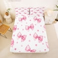 thumbnail image 3 of Erosebridal Pink Polka Dot Bow Bed Sheets for Girls, Watercolor Ribbon King Sheets for Kids, 4pcs, 3 of 6