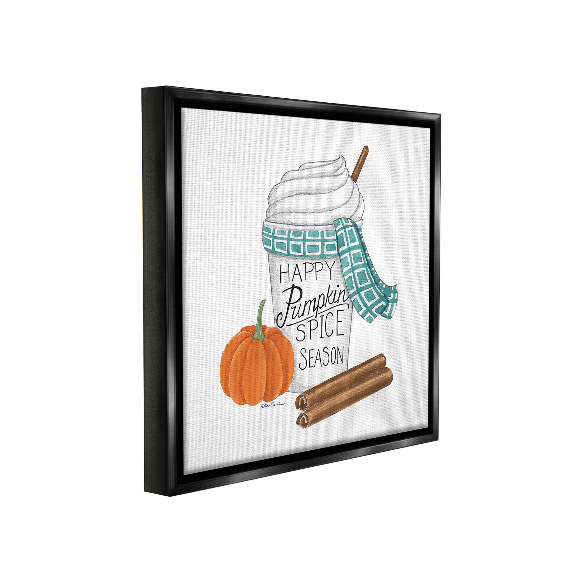 Stupell Industries Pumpkin Spice Season Holiday Painting Black Floater Framed Canvas Art Print Wall Art, 18 x 18