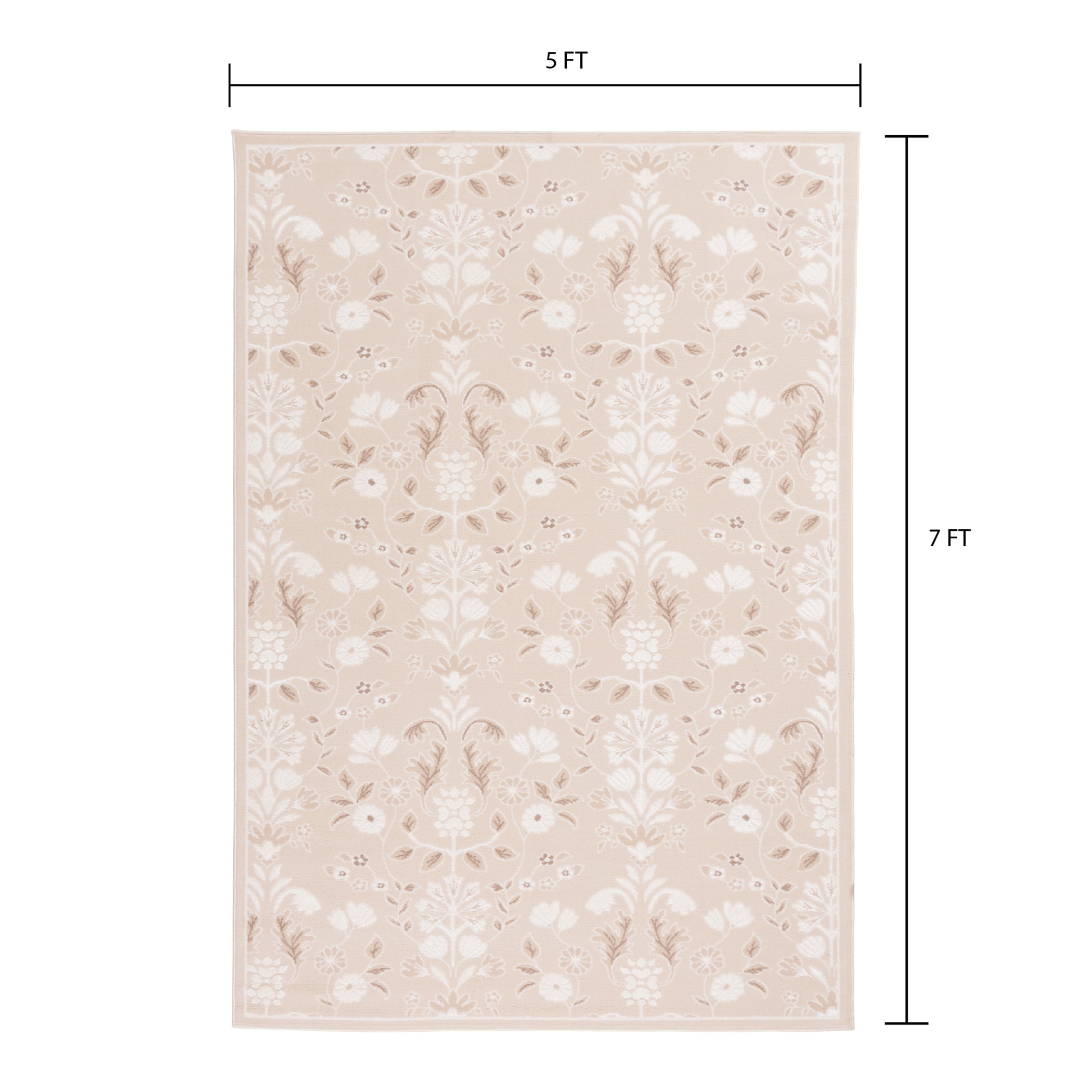 Mainstays Neutral Sculpted Floral Indoor Area Rug, 5'x7'