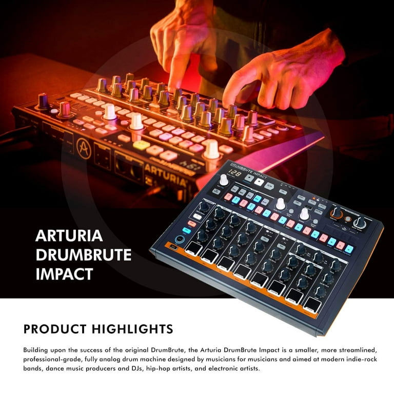 Arturia DrumBrute Impact Analog Drum Machine with Headphones and