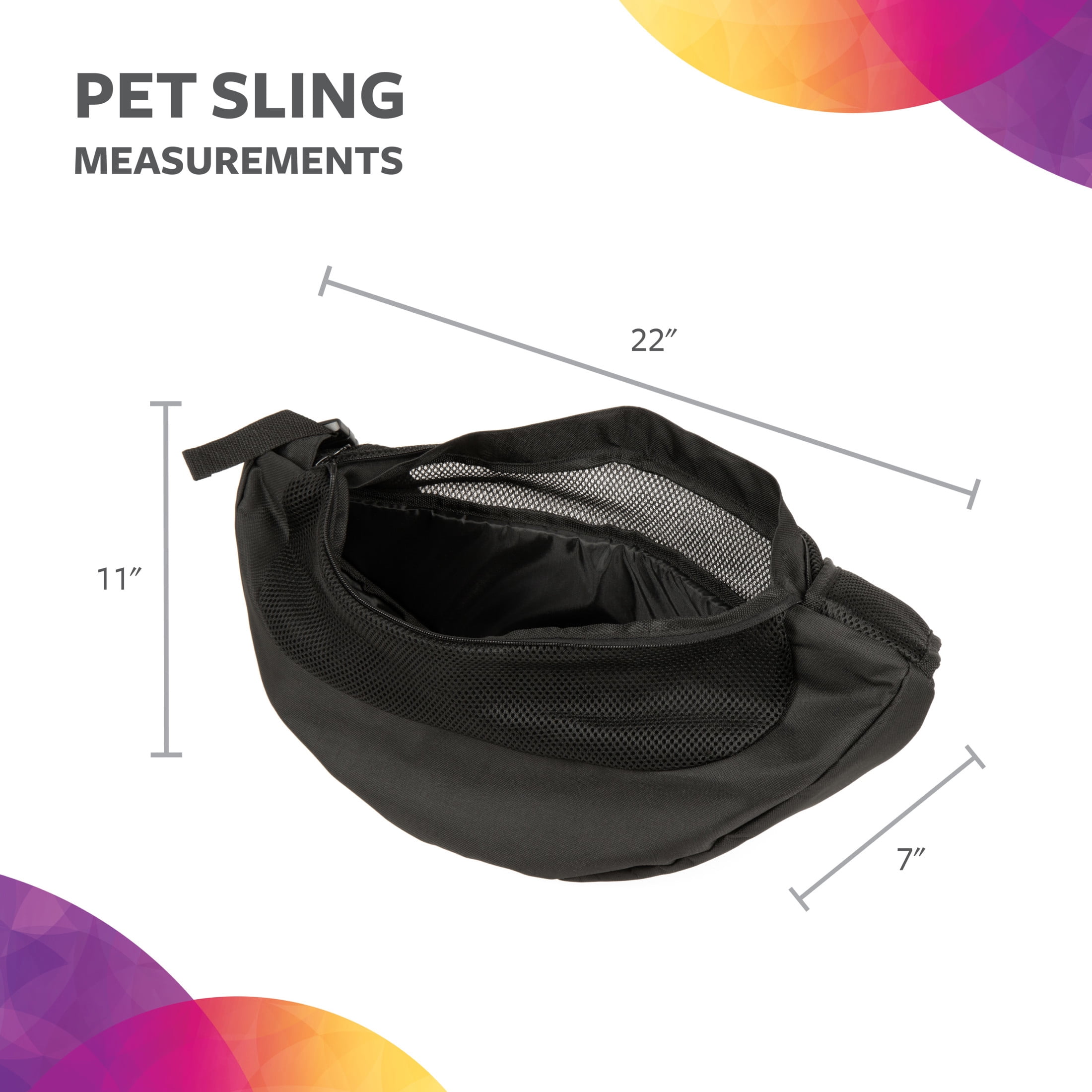 TrustyPup® Pet Sling for Cat or Dog, Black, Small,10 lb Limit