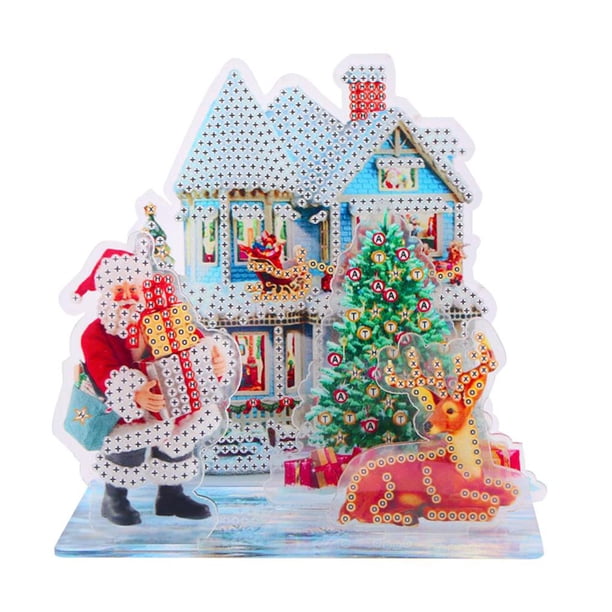 Yuarrent Kits de adornos de Navidad 3D acrílicos, pintura de diamantes DIY, pinturas de diamantes de decoración de escritorio de Navidad DIY, regalo Kits de decoración para fiestas Yuarrent HA016442-00