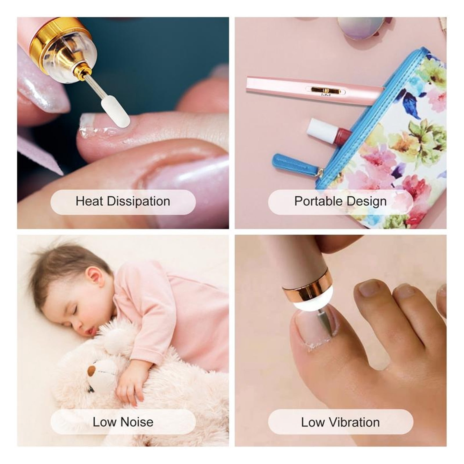 Electric Nail Drill For Acrylic Gel Nails, Portable Electric Nail File Machine Set ,Low Noise