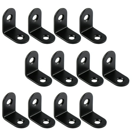 Soimiss 20Pcs Precision Made Black Stainless Steel L Corner Brace for Home Furniture Stability